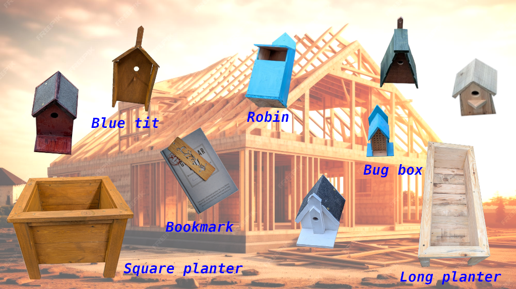 Picture showing various bird and bug houses