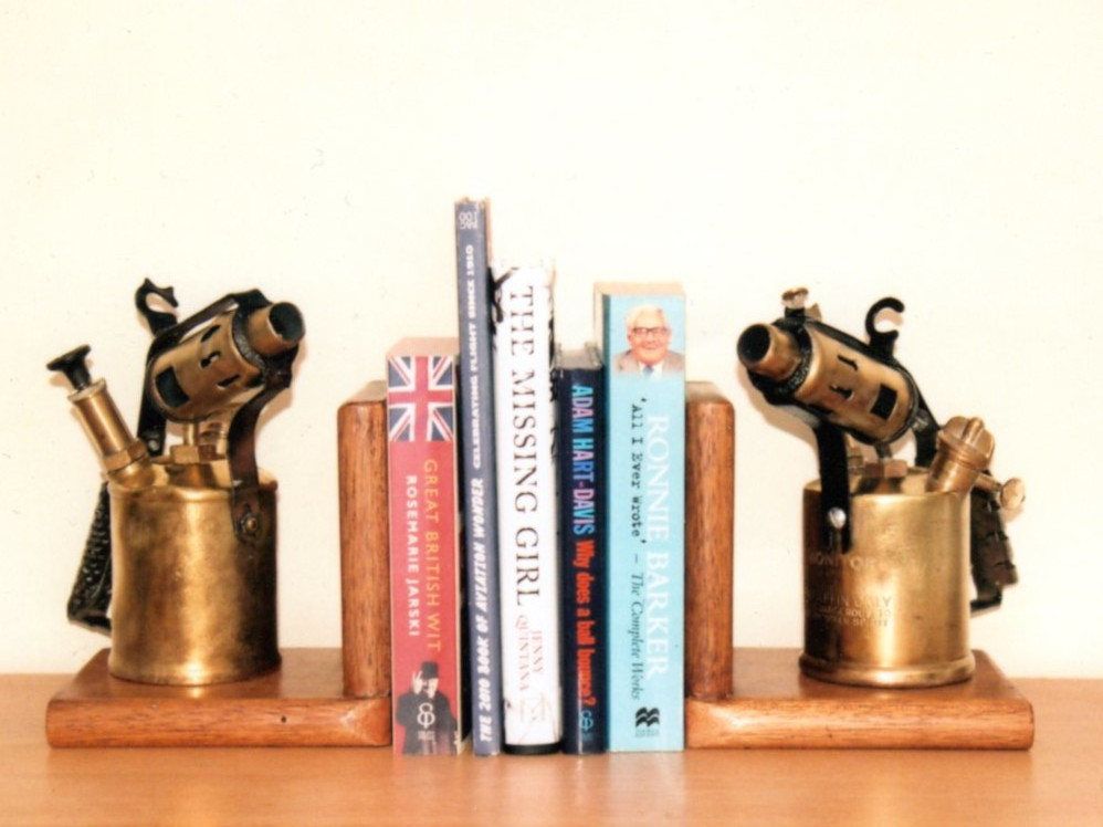 Blowlamp bookends.