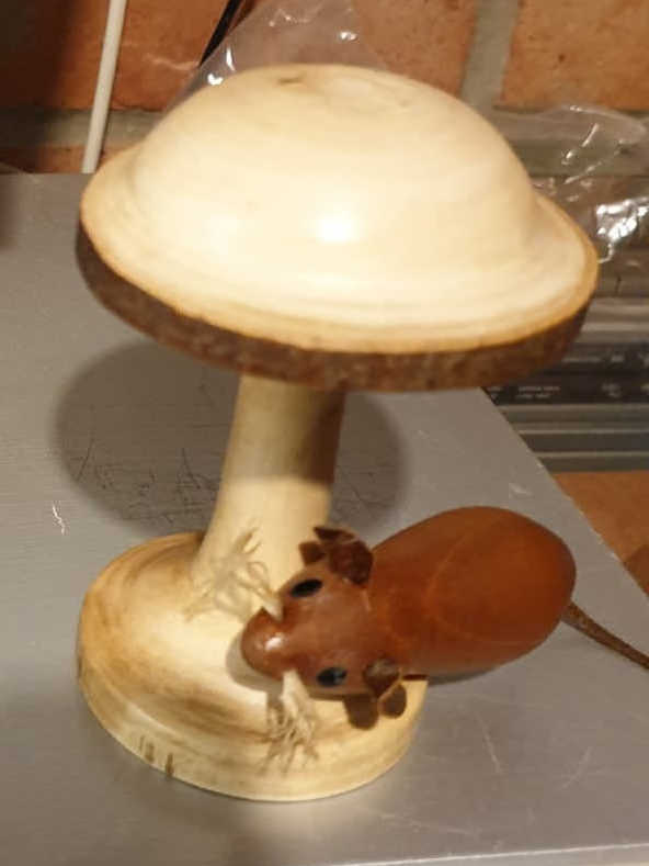 Example of work, mushroom and mouse